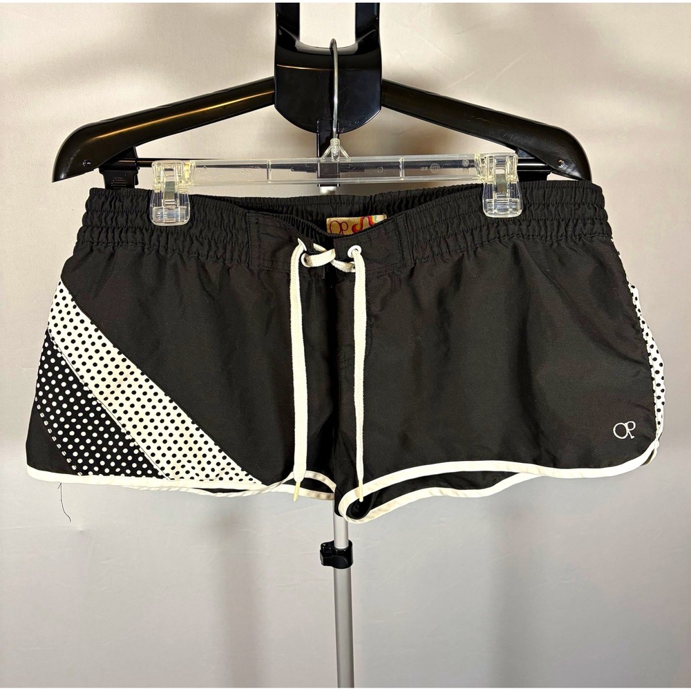 OP Juniors Sz Large Board Short Black White Micro Mini VTG Y2K Summer Beach Swim